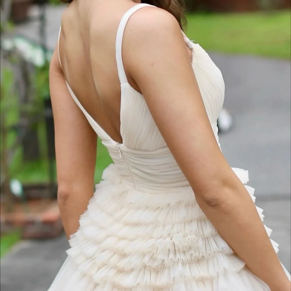 Sherri Hill Cream Layered Maxi Dress - Picture 4 of 5